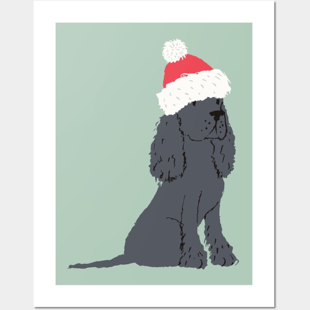 Black Christmas Cocker Spaniel Wall Art by JunkyDotCom